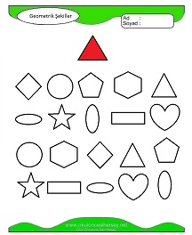 okul öncesi çocuklar Geometrik Şekilleri Boya çalışma sayfaları